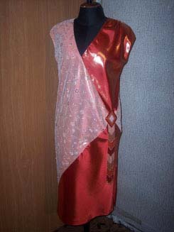 Платье из синтетического оранжевого шелка