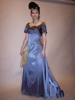 Платье № 490 серо-стальной атлас
