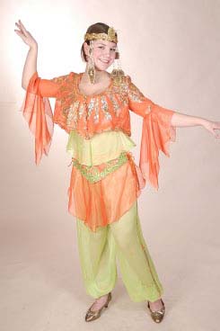 Женский костюм Восток зелено-оранжевый